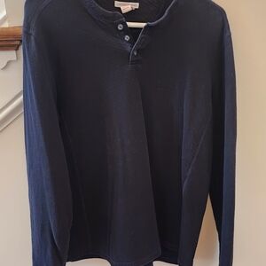 Carbon 2 Cobalt Mens Henley Shirt Black Long Sleeve Casual Layer Medium